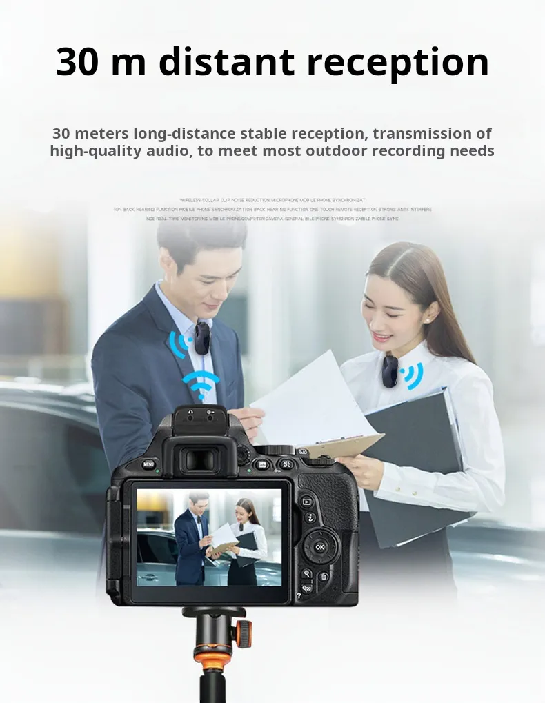 Wireless Lavalier Microphone 30m distant reception