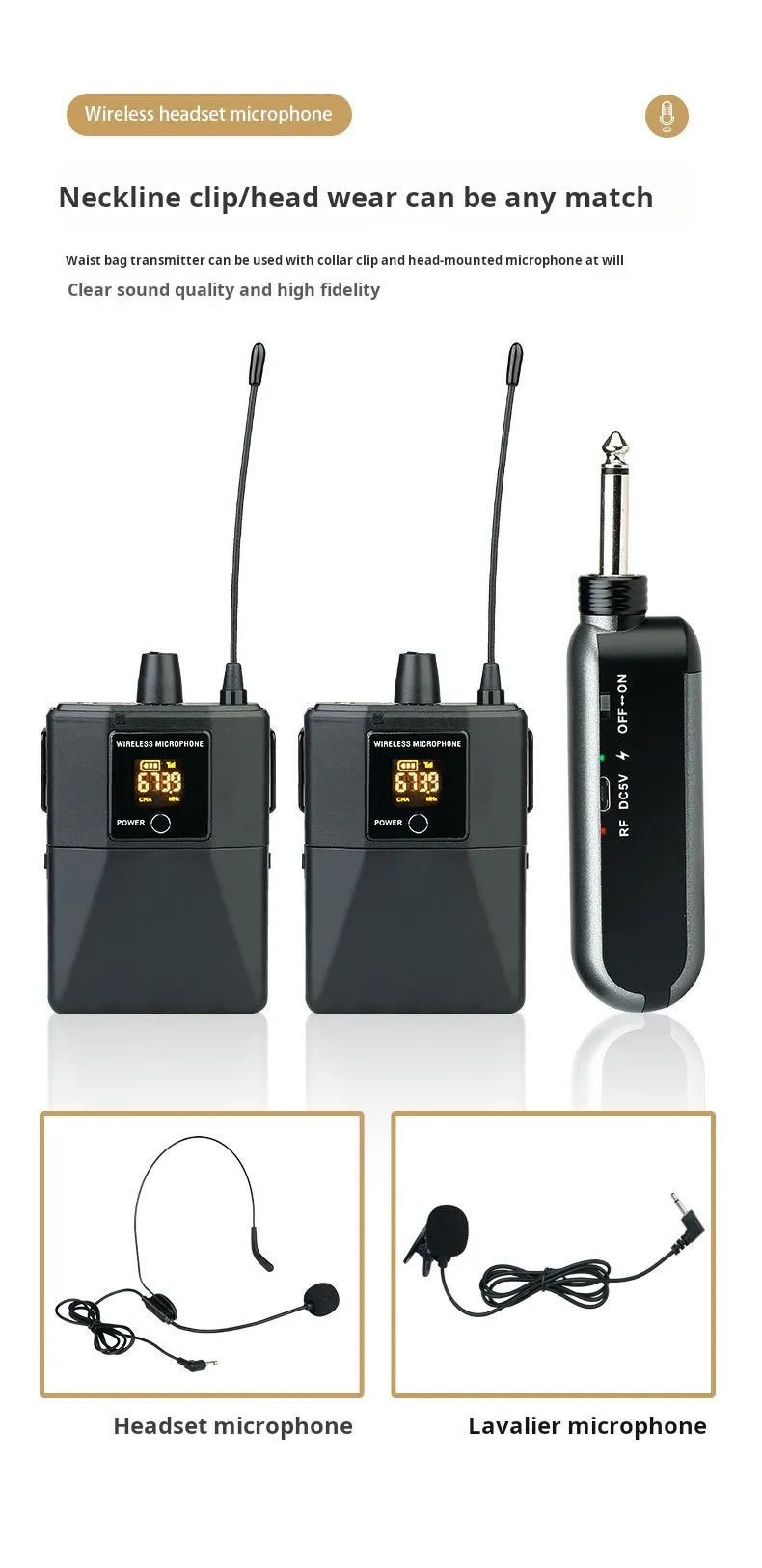 Tour guide microphone Waist bag headset lavalier microphone